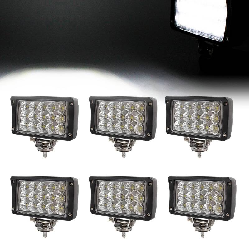 AUTOJARE 6×45w LED Arbeitsscheinwerfer Quadrat Zusatzscheinwerfer 12v 24v offroad scheinwerfer für bagger traktor UTV SUV ATV von AUTOJARE