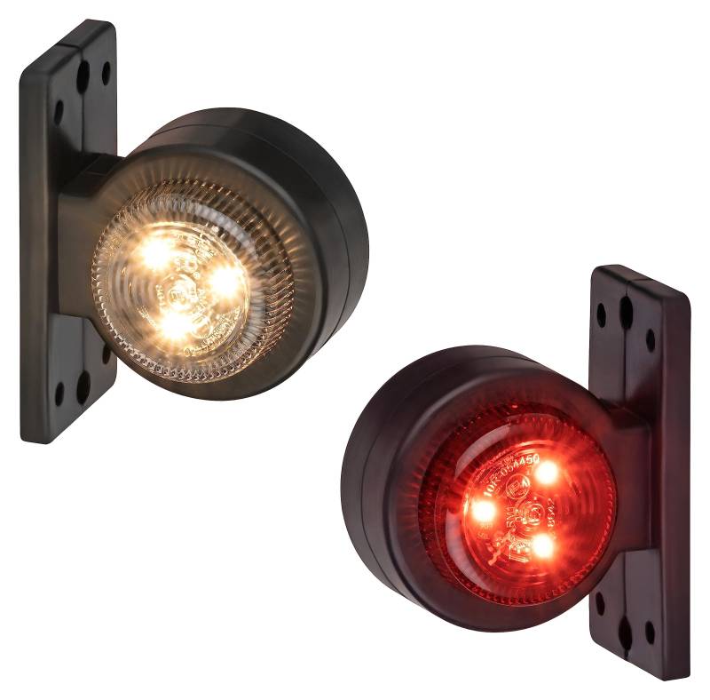 2x LED Positionsleuchte Set Rot Weiß 12-24 Volt E4-Prüfzeichen IP67 Schutzklasse mit Gummihalterung Begrenzungsleuchte und Schlusslicht passend für Anhänger, Wohnwagen, Transporter, LKW von AUTOLIGHT 24