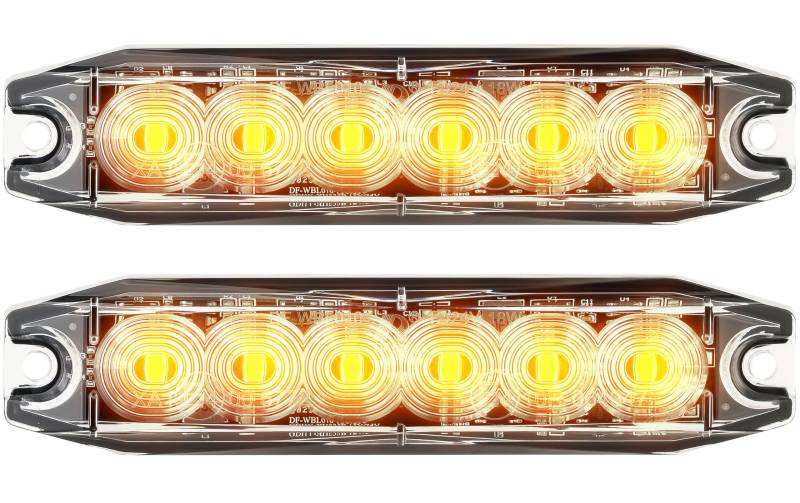 AUTOLIGHT 24 2x LED Warnlicht Warnleuchte Stroboskoplicht Frontblitzer 6 Gelbe LEDs 18 Watt Blitzer Blitzmodul Notfall Warnung Beacon Blinklichter PKW LKW Transporter ECE R10 R65 XA1 von AUTOLIGHT 24