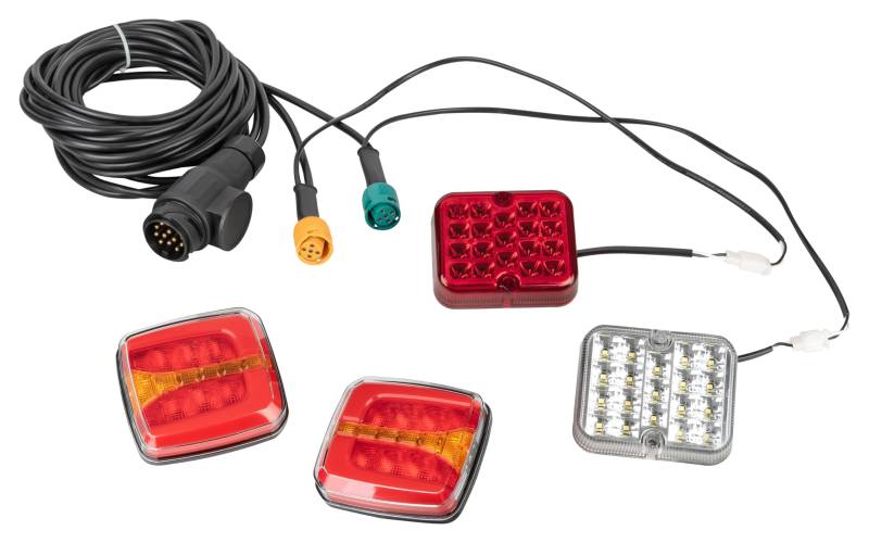 AUTOLIGHT 24 LED Rückleuchten 3D Look Set inkl. 5 Meter Kabelsatz 13 polig 12V mit E Prüfzeichen Rücklicht Nebelschlusslicht Rückfahrlicht für Anhänger Anhängerbeleuchtung Heckleuchten von AUTOLIGHT 24