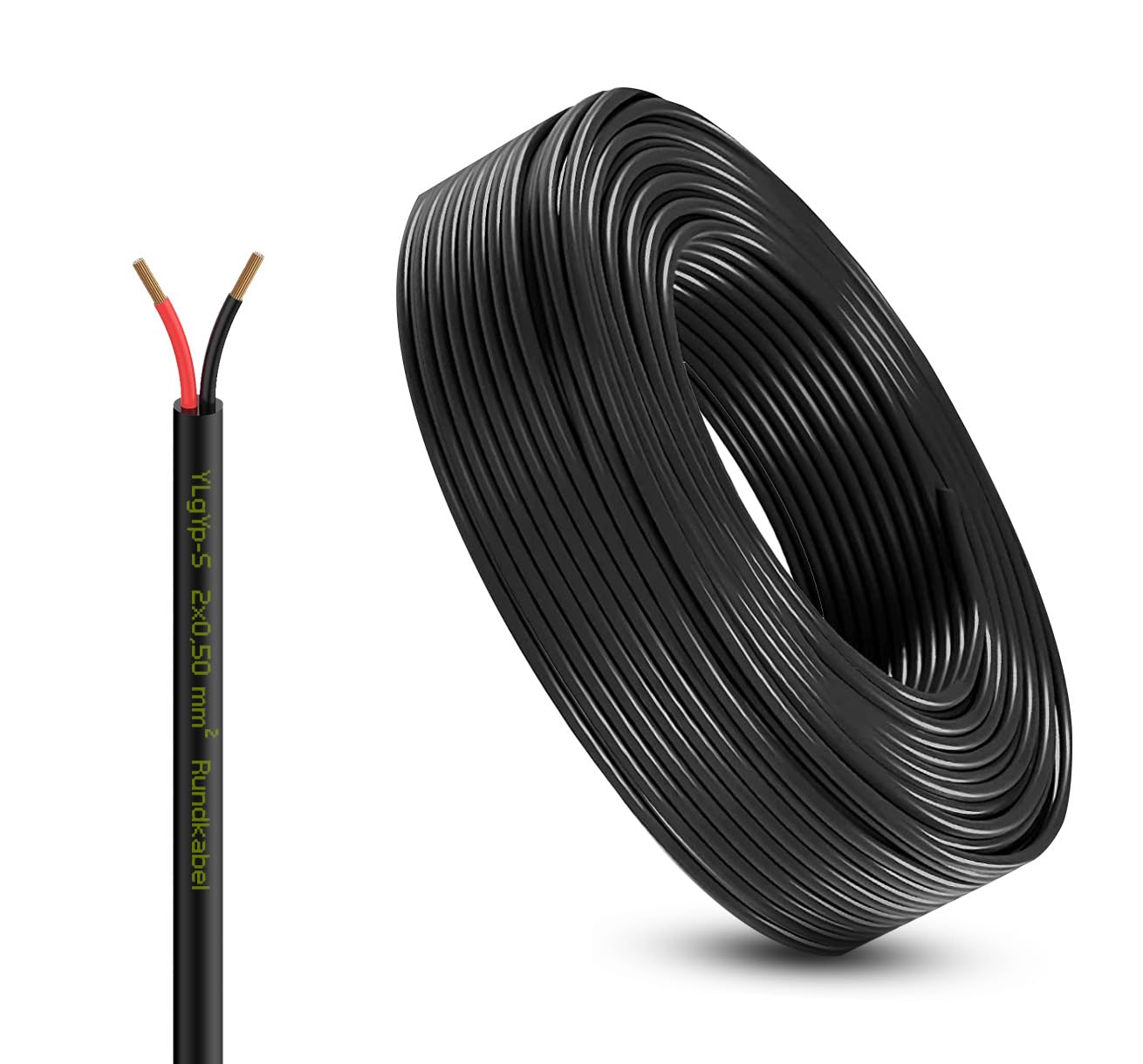 Fahrzeugleitung Anhängerkabel Rund oder Flach Kabel rot/schwarz 2X 0,75 1,0 1,5 mm² 2-adrig 6-24 Volt KFZ Auto (Rundkabel 0,50 mm², 25 Meter) von AUTOLIGHT 24