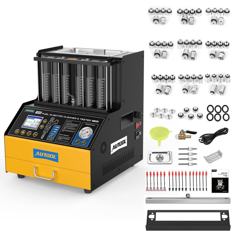 AUTOOL CT500 Fuel Injektor Tester und Reinigungsmaschine, 220V Auto 6 Zylinder GDI EFI FSI Fuel Injektor Reiniger Tool Kit Fuel Injector Tester für alle Benzin-Autos und Motorräder von AUTOOL