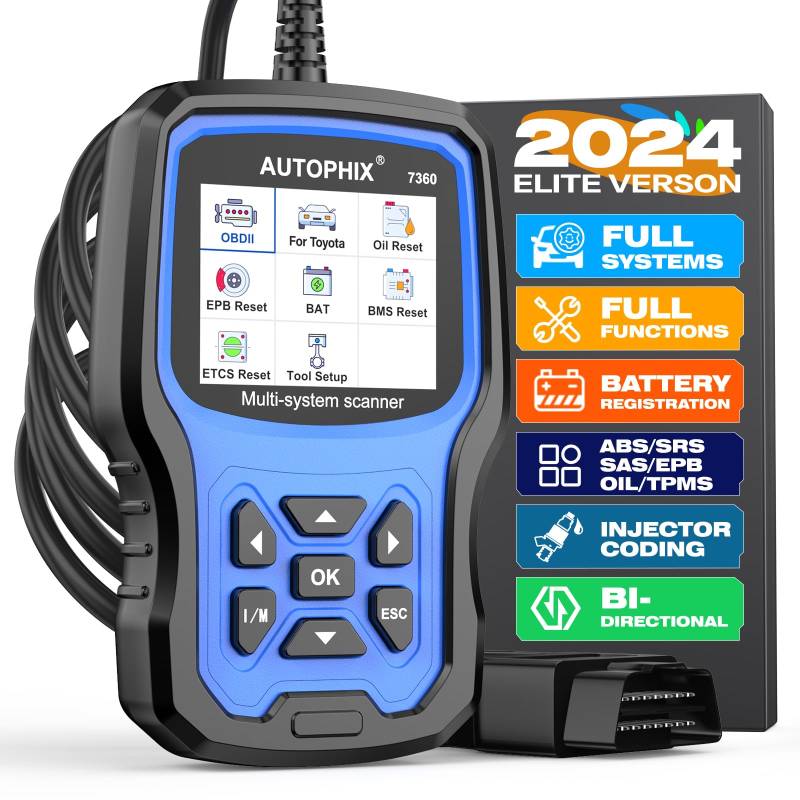 AUTOPHIX 7360 Elite Fit für Toyota Lexus OBD2 Diagnosegerät Alle Systeme OBD2 Scanner Alle Reset Service Batterie Registrierung Tool Auslesegerät Fit für Toyota RAV4 Camry Corolla 4RUNNER Highlander von AUTOPHIX