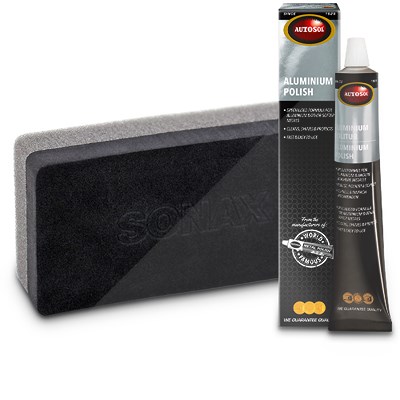 Autosol 75 ml Aluminium Politur + Kombischwamm schwarz/anthrazit von AUTOSOL