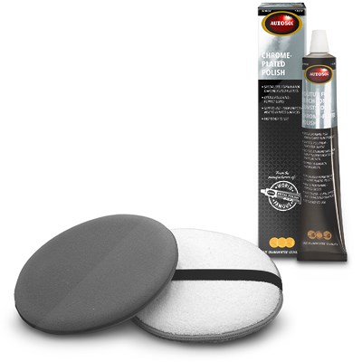 Autosol 75 ml Politur verchromte Kunststoffe + Hand Polierpad Ø 20 cm Set von AUTOSOL