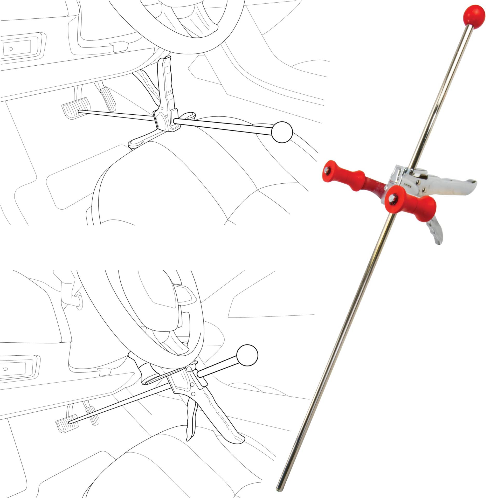 AUTOSOLO 71 cm Verstellbares Bremspedal-Werkzeug mit Gummi-Pistolengriff – Vielseitiges Werkzeug für Brems-, Gas- und Kupplungspedale, ideal für die Fahrzeugwartung von AUTOSOLO