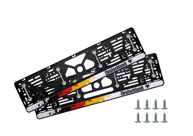 AUTOSmilga® Kennzeichenhalter Deutschland, Nummernschildhalterung Auto, mit Vibrationsdämpfer, kennzeichenhalterung für kfz-kennzeichen 520x110mm, inkl. 8 Schrauben von AUTOSmilga