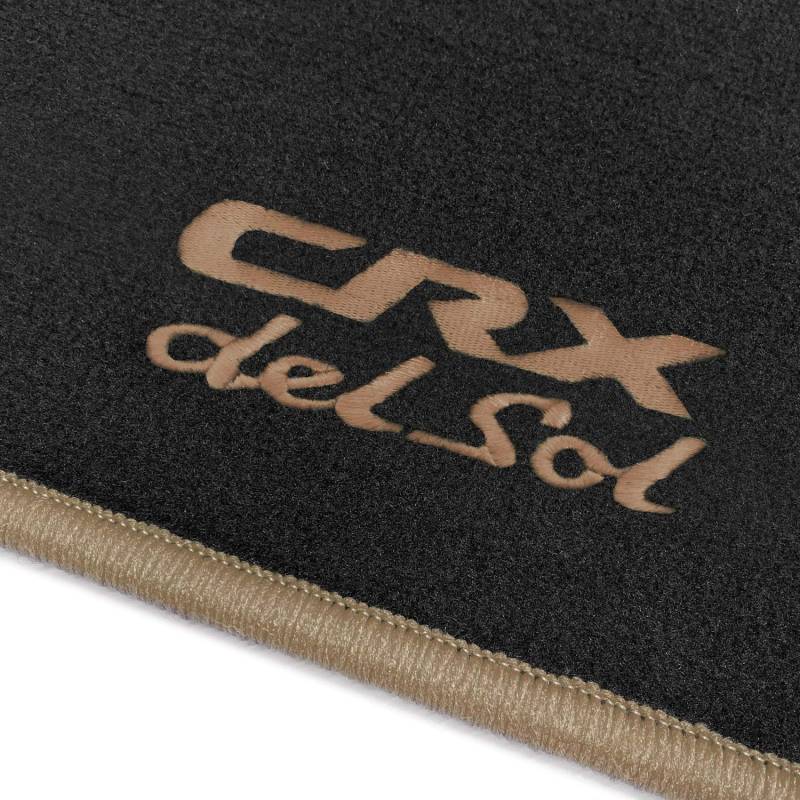 AUTOTEPPICH-STYLERS GmbH Passform Velours-Fußmatten mit Bestickung CRX del Sol und Rand in Beige von AUTOTEPPICH Stylers Wir fertigen Ihre Fußmatten