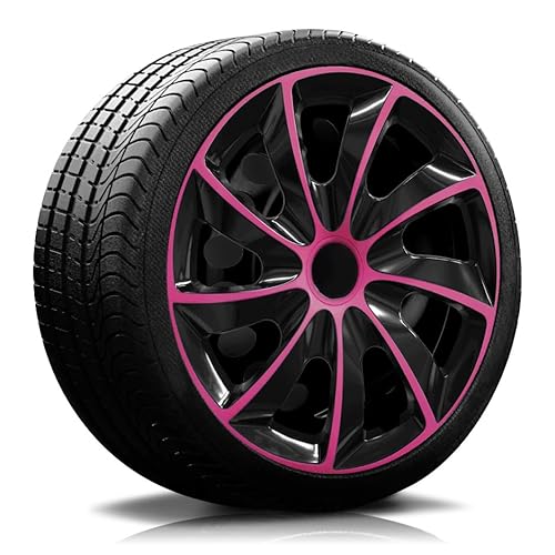 Autoteppich-Stylers RADKAPPEN RADBLENDEN RK02 schwarz/pink für 13 Zoll Stahlfelgen 4 Stück von AUTOTEPPICH Stylers Wir fertigen Ihre Fußmatten