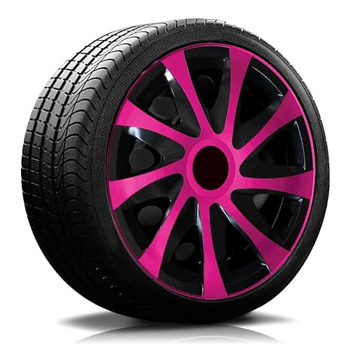 Autoteppich-Stylers RADKAPPEN RADBLENDEN RK04 schwarz/pink für 13 Zoll Stahlfelgen 4 Stück von AUTOTEPPICH Stylers Wir fertigen Ihre Fußmatten