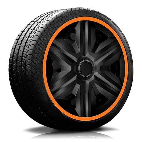 Autoteppich-Stylers RADKAPPEN RADBLENDEN RK21 schwarz/orange für 16 Zoll Stahlfelgen 4 Stück von AUTOTEPPICH Stylers Wir fertigen Ihre Fußmatten