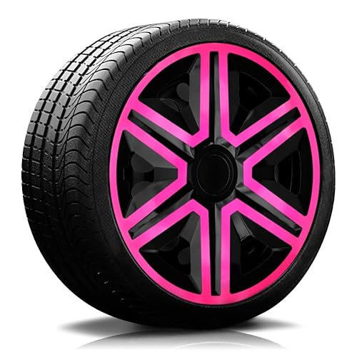 RADKAPPEN-KÖNIG 14 Zoll RKK20 Schwarz-Pink Radkappen Radzierblenden 4 Stück von AUTOTEPPICH Stylers Wir fertigen Ihre Fußmatten