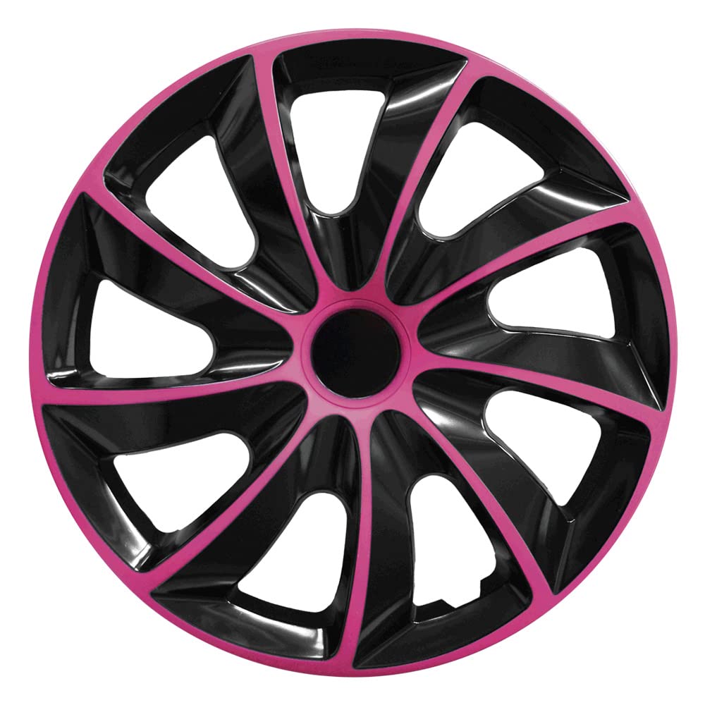 RADKAPPEN-KÖNIG 1STÜCK EINZELN 15 Zoll 15" RKK02 Schwarz-Pink Radkappe Radzierblende von AUTOTEPPICH Stylers Wir fertigen Ihre Fußmatten