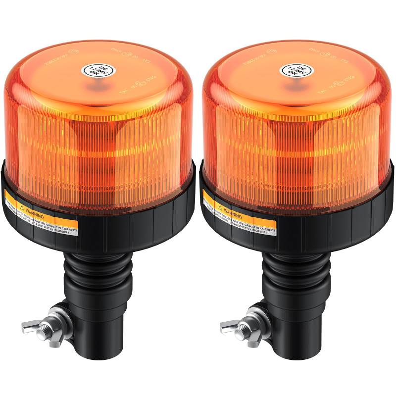 AUTOUTLET 2PCS Amber Rundumleuchte, 12 LEDs Warnleuchten 12-24V mit E9 Mark, IP56 Wasserdicht und 3 Beleuchtungsmodi, Warnlicht Frontblitzer Rundumkennleuchte Rotating Flash Beacon für KFZ Traktor usw von AUTOUTLET