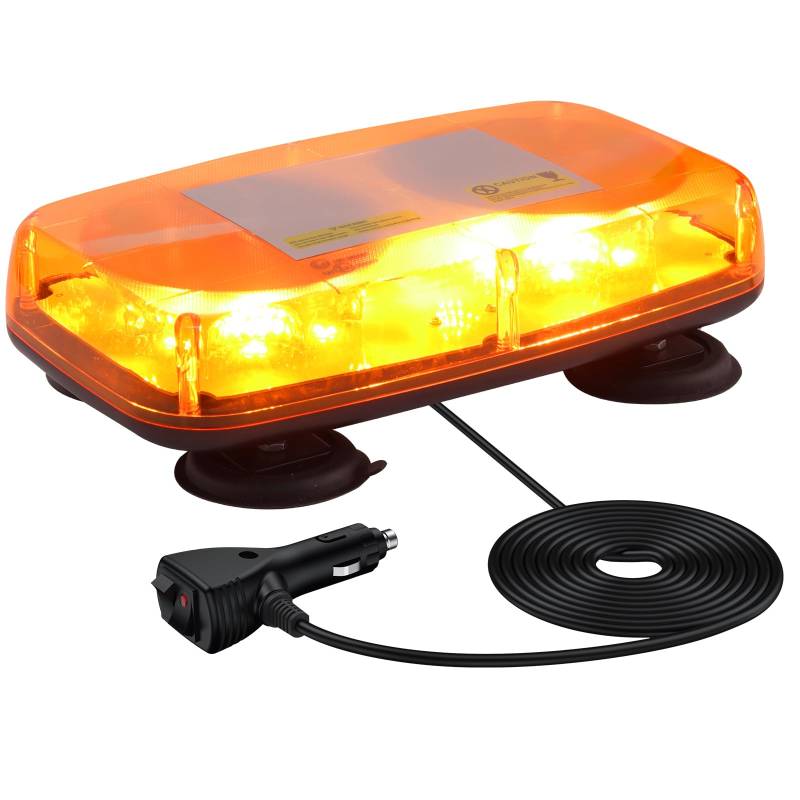 AUTOUTLET 48 LED Warnleuchte, 12/24V Rundumkennleuchte Warnlicht mit 17 Modi & 4 super Magnetfuß, IP65 Wasserdichte Amber Warnblinkleuchte Blitzlicht Notfall-Gefahrenwarnung Stroboskop für LKW KFZ von AUTOUTLET