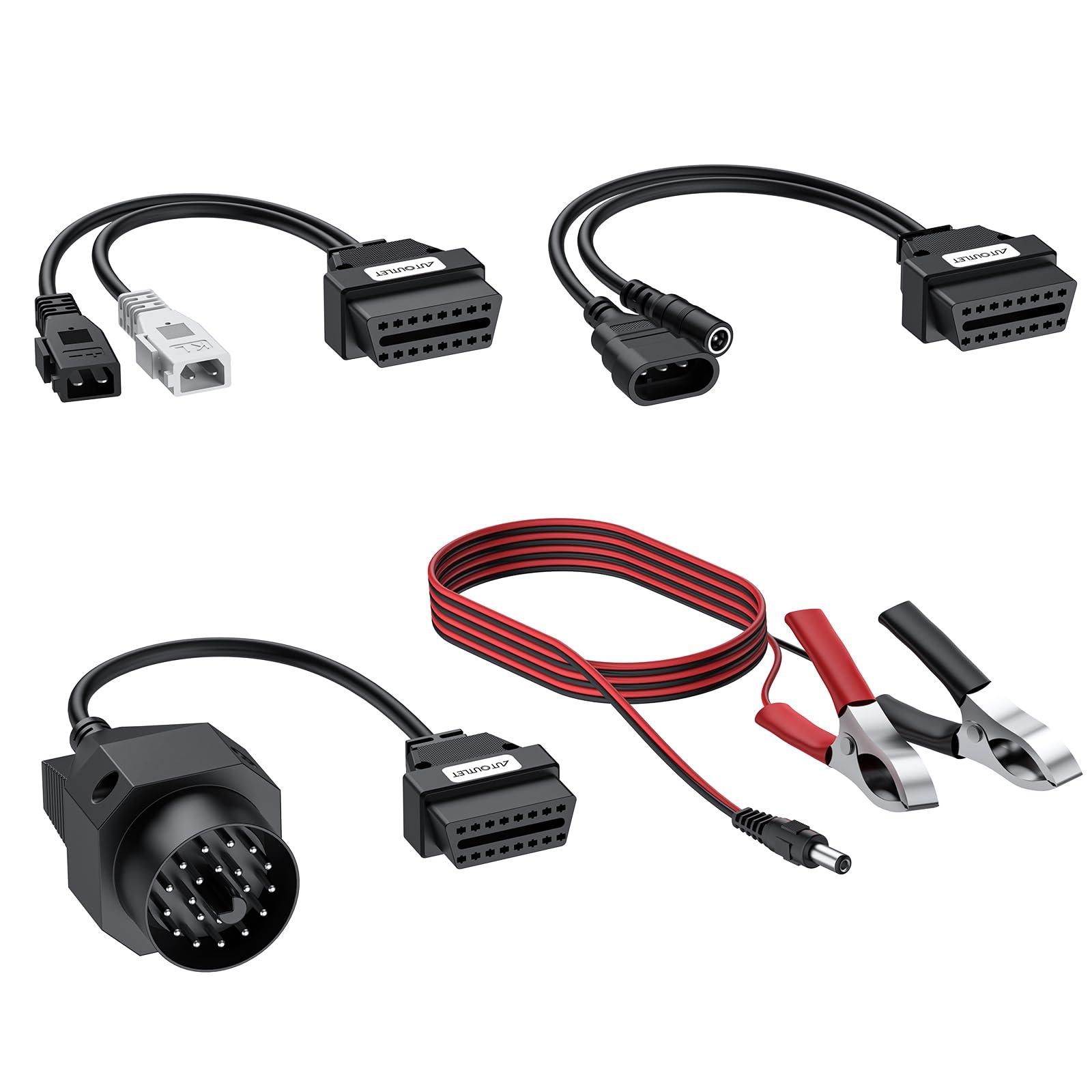 AUTOUTLET 4er Adapter Set, Universal Auto OBD1 OBD2 Diagnosegerät Diagnose Adapter Kabelsatz, Diagnoseadapterkabel Kompatibel mit BMW Audi FIAT, PKW Kabelset für AutoCom Delphi CDP+ DS150Er von AUTOUTLET