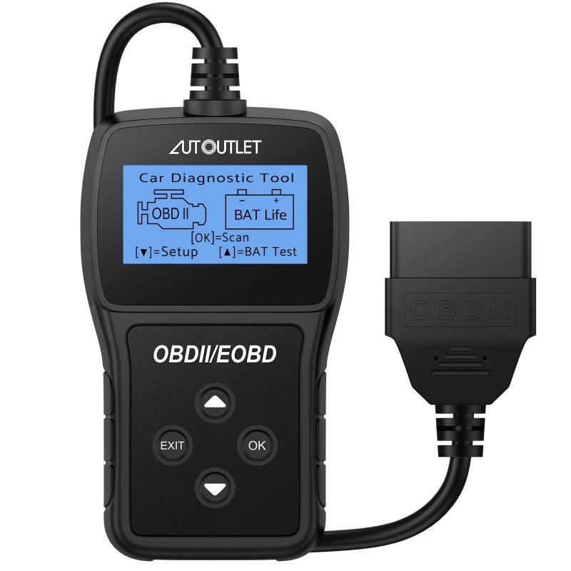 AUTOUTLET OBD2 Diagnosegerät, Auto OBD2 Scanner Codeleser OBD2 EOBD Motor Fehlercodeleser Scanner mit DTC-Definition, 10 Sprachen,Spannungserkennung und -überwachung, KFZ-Fehlercode-Lesegerät(Schwarz) von AUTOUTLET