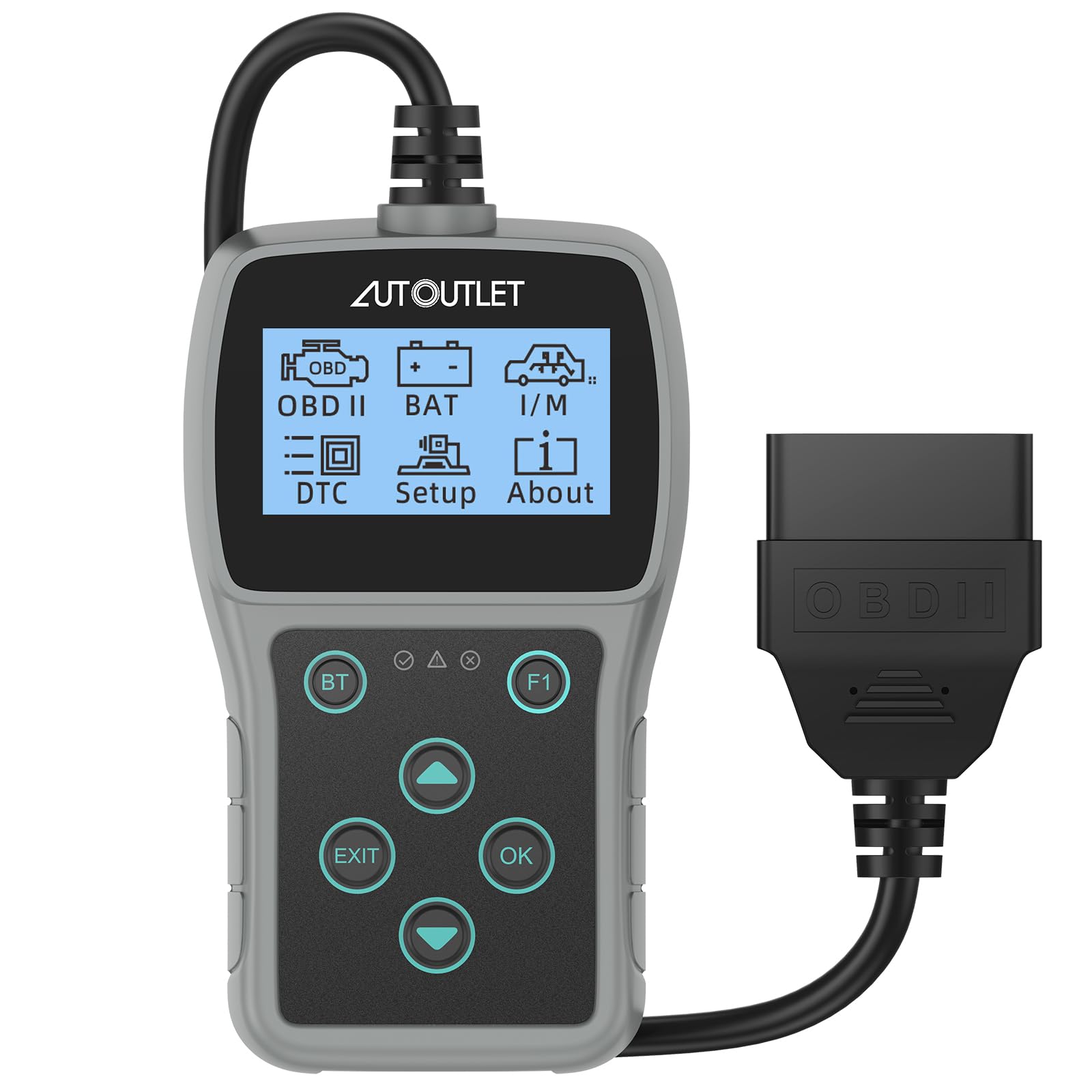 AUTOUTLET OBD2 Diagnosegerät, Wireless Bluetooth-Verbindung, OBD EOBD Auto Diagnosegerät 10 OBD2 Modi & 10 Sprachen, Batterie-Erkennung, Auto Motor Auslesegerät mit definierbare Taste OBD2 Scanner von AUTOUTLET