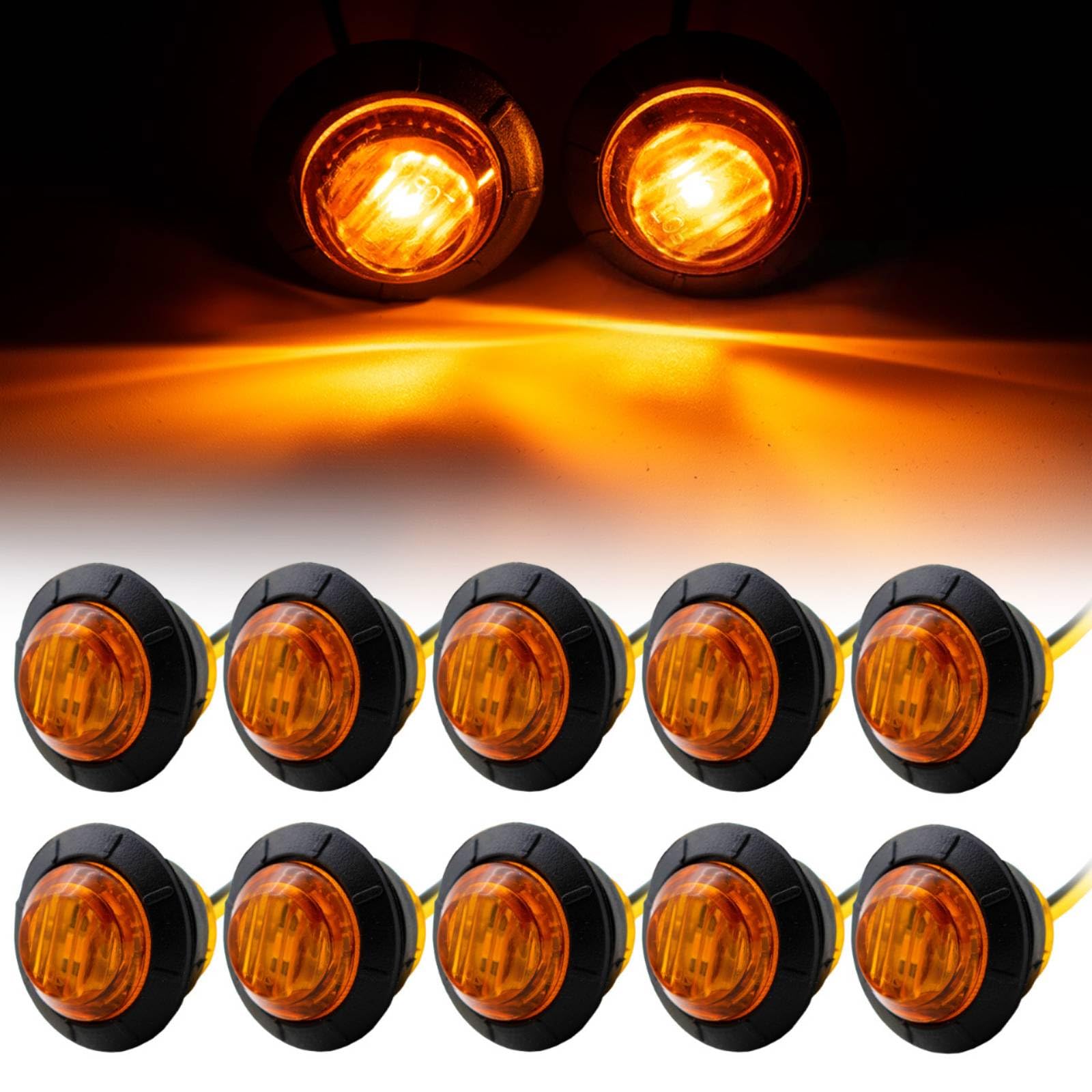 AUTOXBERT 10 Stück 3/4" LED Seitenmarkierungsleuchten 12V 24V Begrenzungsleuchten Positionsleuchten Runde Gelb Markierungsleuchten für LKW Anhänge Van Caravan Lastwagen Wohnmobile Wohnwagen von AUTOXBERT