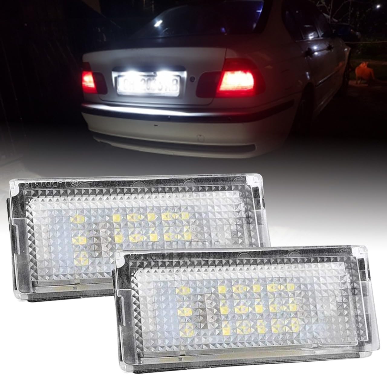 AUTOXBERT 2 x LED Kennzeichenbeleuchtung Für BMW 3er E46 4D 1998-2005 Für BMW 3er E46 5D Touring 1998-2005 6000K 18SMD LED Kennzeichenleuchten von AUTOXBERT