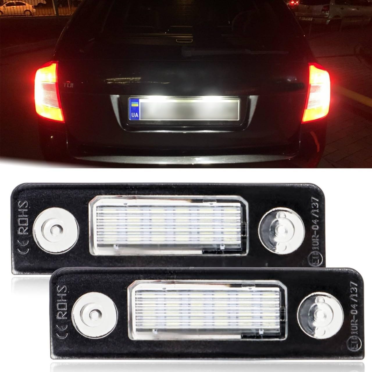 AUTOXBERT 2 x LED Kennzeichenbeleuchtung Für Skoda Octavia MKII 1Z 2009-2013, Für Skoda Roomster 5J 2006-2010, 6500K 18SMD LED Kennzeichenleuchten von AUTOXBERT