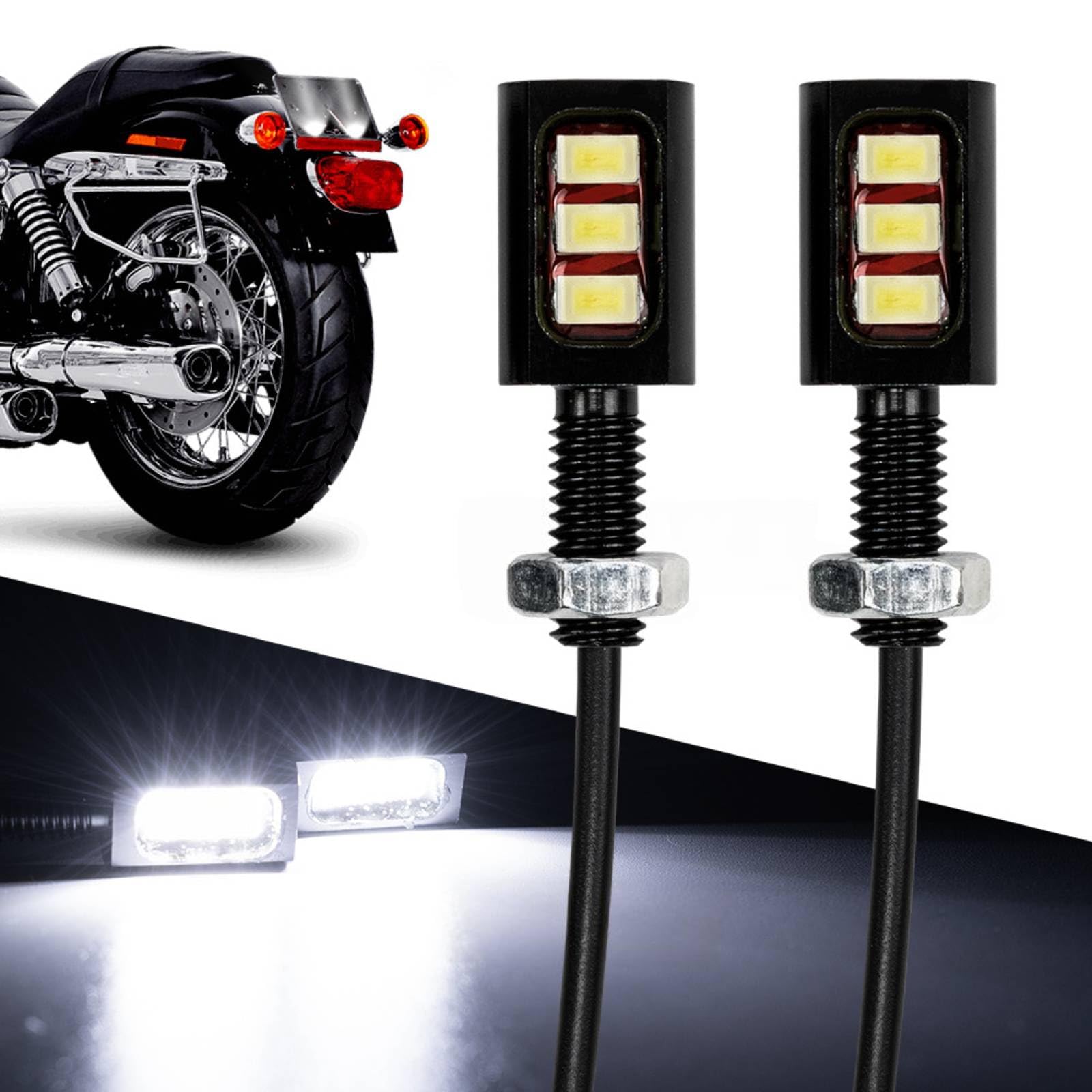 AUTOXBERT 2 x Motorrad LED Kennzeichenbeleuchtung 12V Mini Nummernschildbeleuchtung für Auto Motorräder Quads Roller und ATVs, Weißes Licht von AUTOXBERT