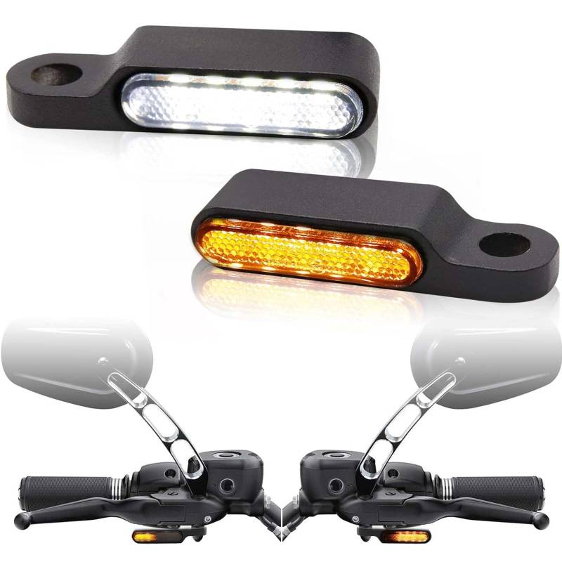 AUTOXBERT 2pcs Motorrad LED Blinker 12V Universal 6 LEDs Mini Bernstein Blinklicht, IP67 Wasserdicht für Cruiser Chopper Roller Quad von AUTOXBERT