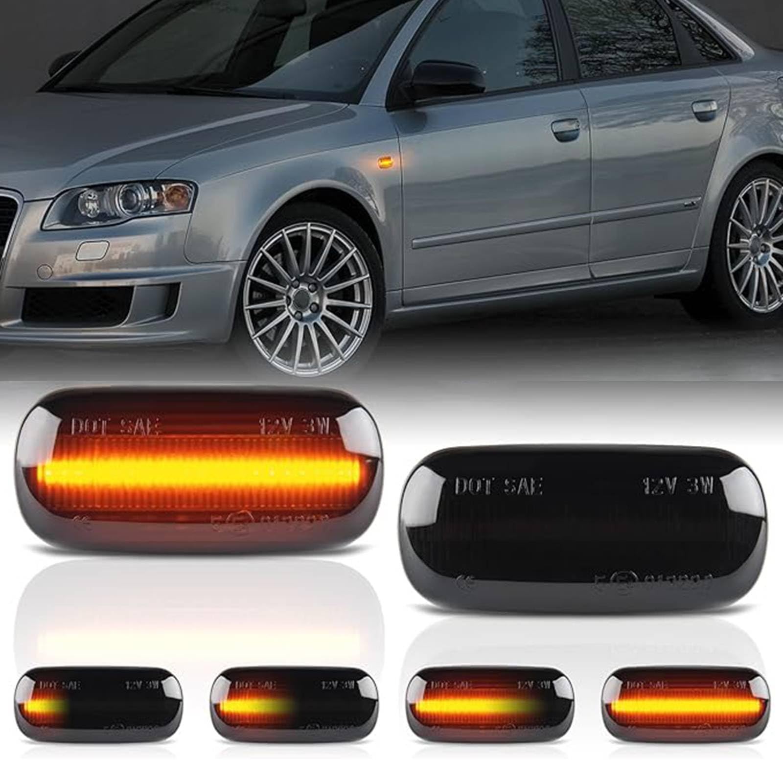 AUTOXBERT 2x LED Blinker Seitenblinker für Audi A3 S3 8P A4 S4 RS4 B6 B7 A4 B8 A6 S6 RS6 C5 C7 A8 D3 TT 8J Roadster, mit Canbus Fehlerfrei, Schwarz von AUTOXBERT