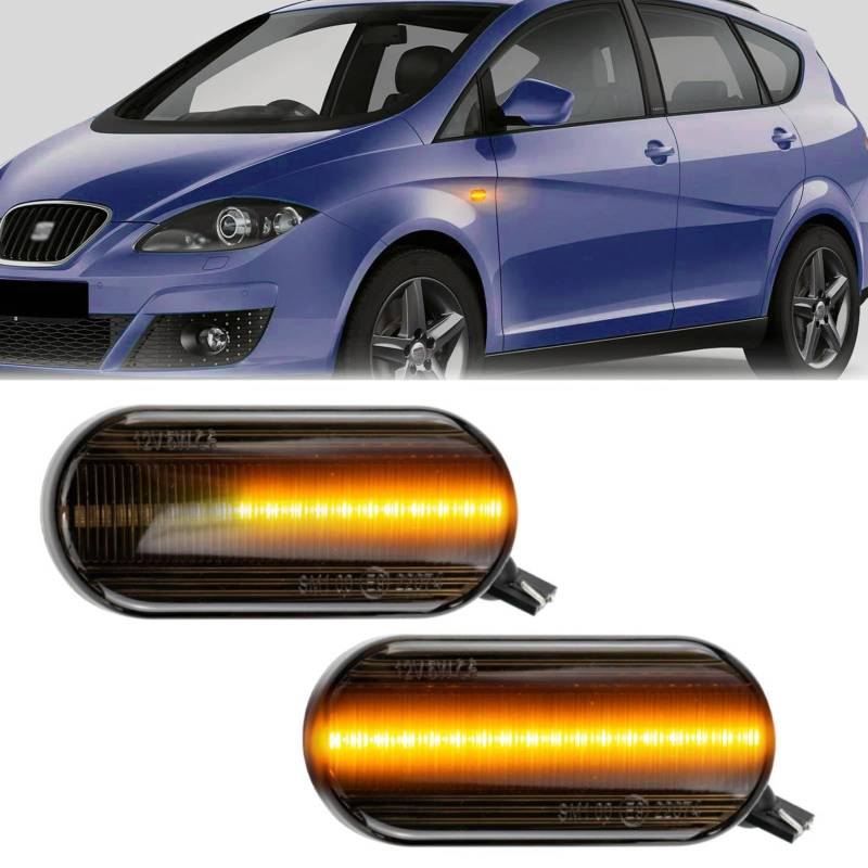 AUTOXBERT 2x LED Blinker Seitenblinker für VW Golf Lupo Passat Polo Sharan Vento, für Ford C-Max Fiesta Focus MK2 Fusion Galaxy, für SEAT Ibiza Cordoba Toledo Leon Skoda Octavia, Schwarz von AUTOXBERT