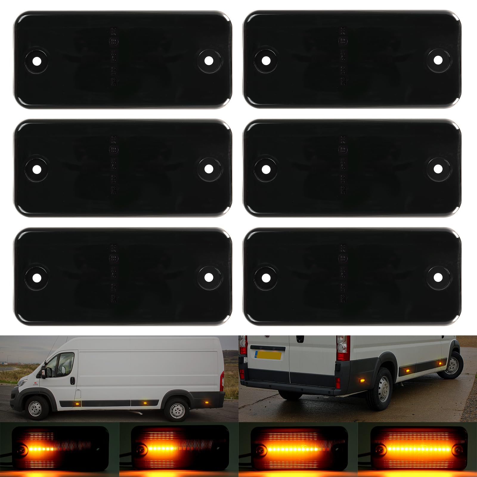 AUTOXBERT 6X LED Seitenblinker Marker Blinker Bernsteinfarben Lichter für Fiat Ducato Citroen Jumper Relais Boxer I'veco Daily ab 2006 rauchierte Linse LED-Seitenmarker LKW-Parklicht von AUTOXBERT