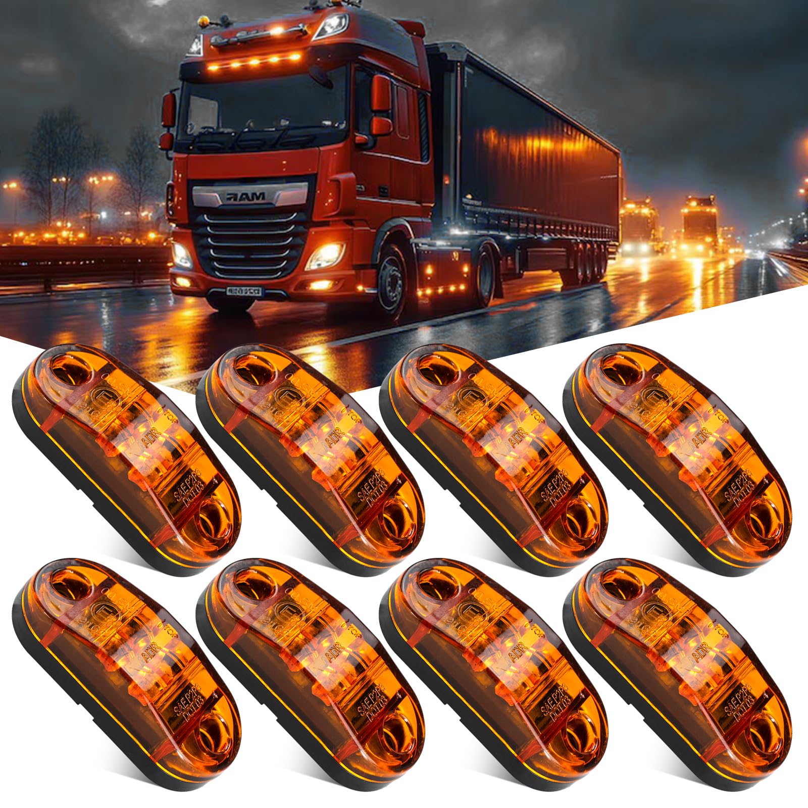 AUTOXBERT 8pcs LED Seitenmarkierungsleuchten 12V 24V Begrenzungsleuchten Positionsleuchten Gelb Markierungsleuchten für Anhänge LKW Van Caravan Lastwagen Wohnmobile Wohnwagen von AUTOXBERT