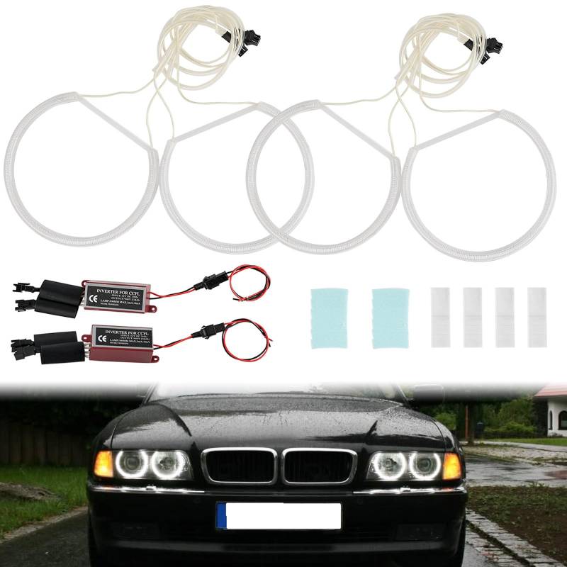 AUTOXBERT Angel Eyes Halo-Ring-Set für BMW E46, CCFL 12V Hohe Helligkeit Angel Eyes Weißes Licht von AUTOXBERT