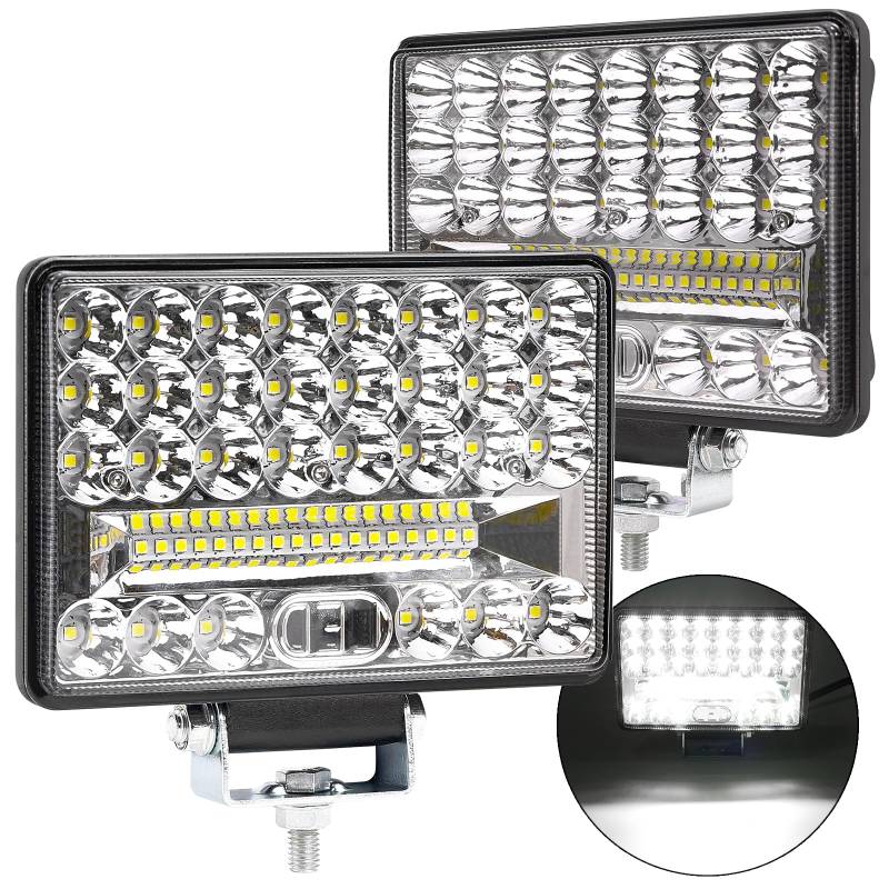 AUTOXBERT LED Arbeitsscheinwerfer 12V/24V, 2 Stk 144W LED Zusatzscheinwerfer 6 Zoll Auto Scheinwerfer, IP67 Wasserdicht Traktorleuchten für SUV Auto Traktor Bagger Off-Road-Fahrzeuge Gabelstapler von AUTOXBERT