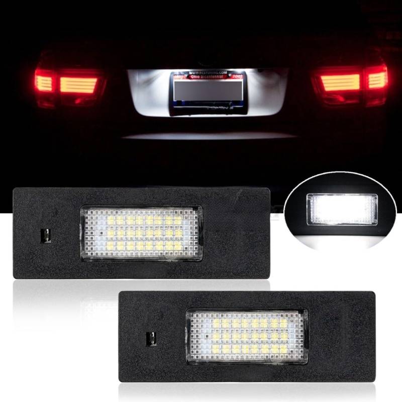 AUTOXBERT LED Kennzeichenbeleuchtung Für BMW 1er E81 E87 F20 F21 6er F06 F12 F13 i3 I01 Z4 E89 kennzeichenbeleuchtung led 24SMD 6000K 2 Stück von AUTOXBERT