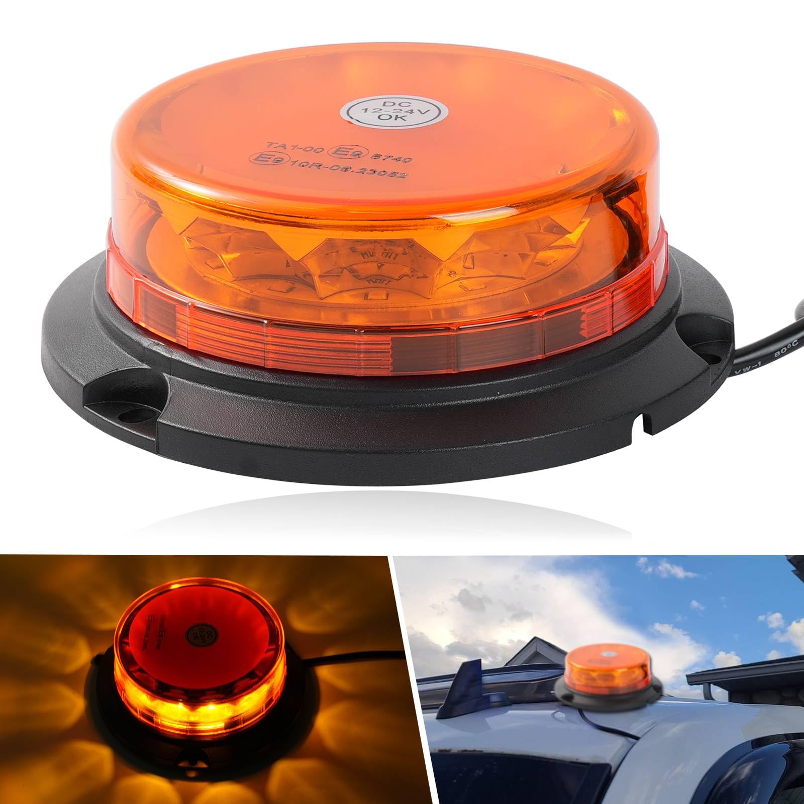 AUTOXBERT LED Rundumleuchte 12V 24V Magnet Orange Warnleuchte Rundumkennleuchte Blinkleuchte für Anhänger Auto Traktor LKW Truck von AUTOXBERT