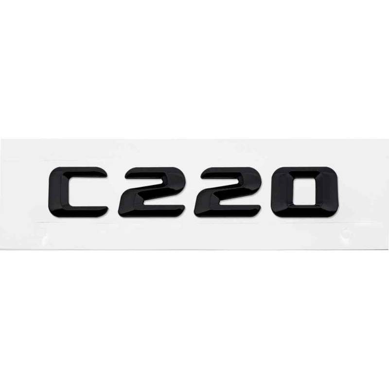 AUTOZOCO C220 Emblem C220 C220 Aufkleber C220 Aufkleber C220 Aufkleber Kofferraum Emblem Auto Passend Für Mercedes Kunststoff 14cm x 2.3cm Schwarz von AUTOZOCO