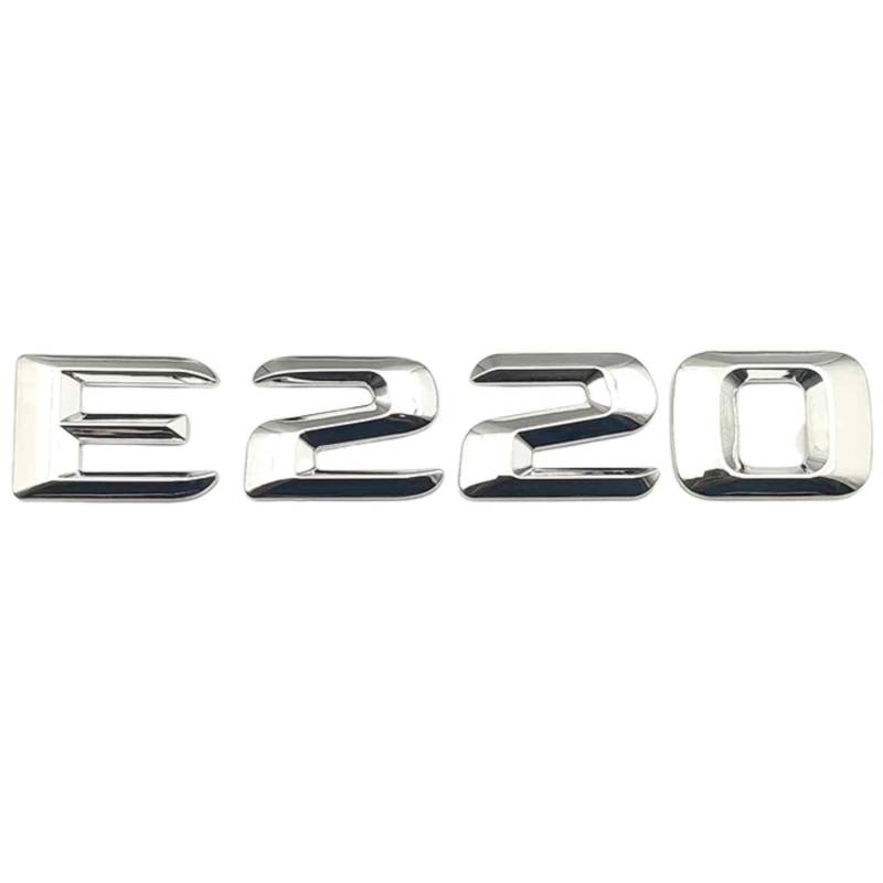 AUTOZOCO E220 Emblem, E220 Aufkleber, E220 Aufkleber, E220 Aufkleber, Kofferraum-Emblem, kompatibel mit Mercedes, Kunststoff, 13,5 cm x 2,3 cm (Silber) von AUTOZOCO