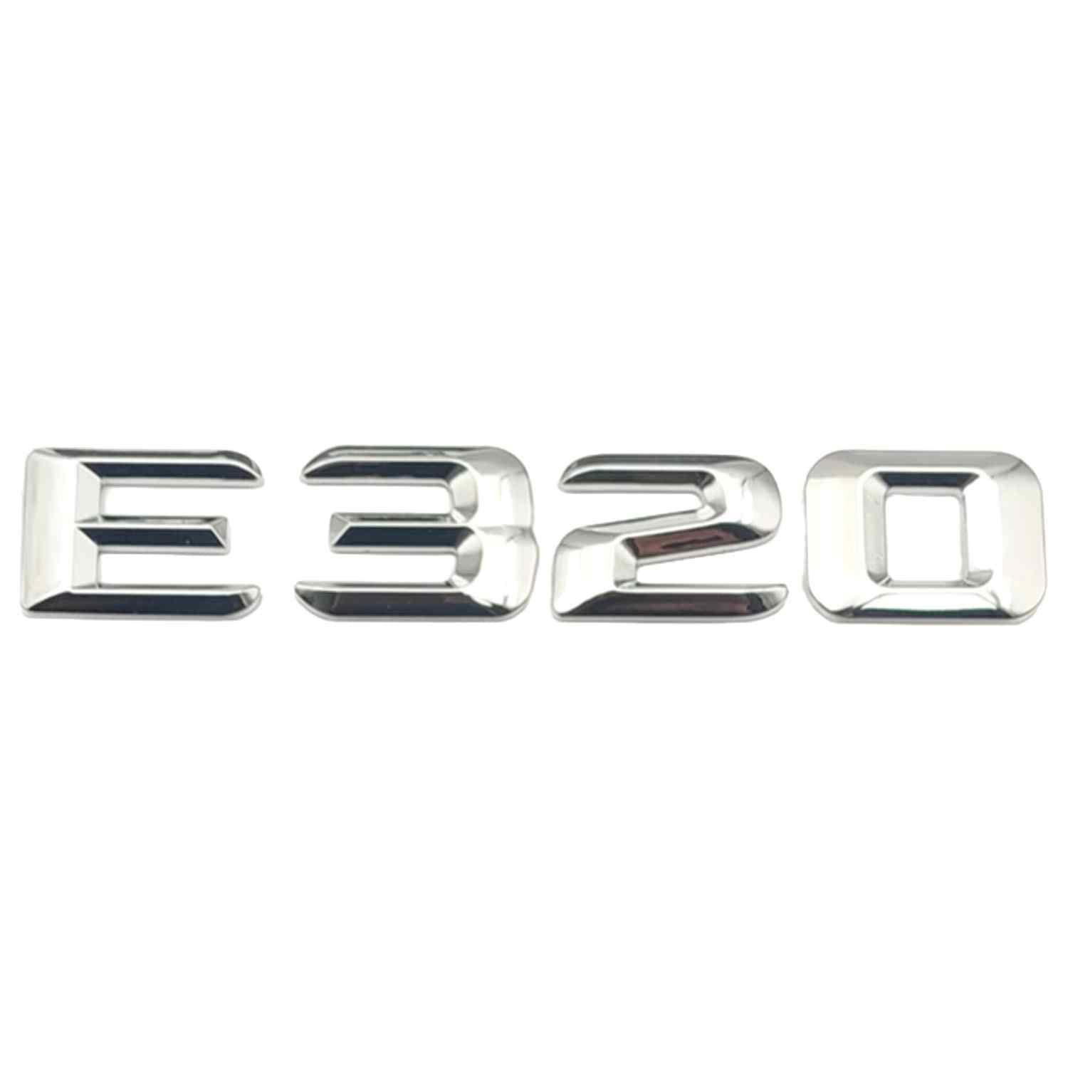 AUTOZOCO Emblem E320, Insignia E320, Aufkleber E320, Aufkleber E320, Kofferraum-Aufkleber, Emblem für Kofferraum, kompatibel mit Mercedes, Kunststoff, 13,5 cm x 2,3 cm (Silber) von AUTOZOCO