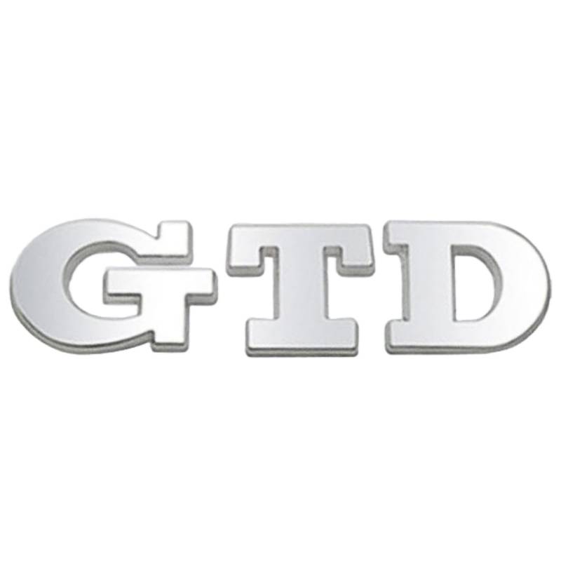 AUTOZOCO GTD Emblem Metall Aufkleber Emblem GTD Emblem passend für Rückseite Selbstklebend Kompatibel mit VW Golf 7 6 5 4 GTD Aufkleber MK2 MK4 MK5 MK6 MK7 Metall Silber Glanz von AUTOZOCO