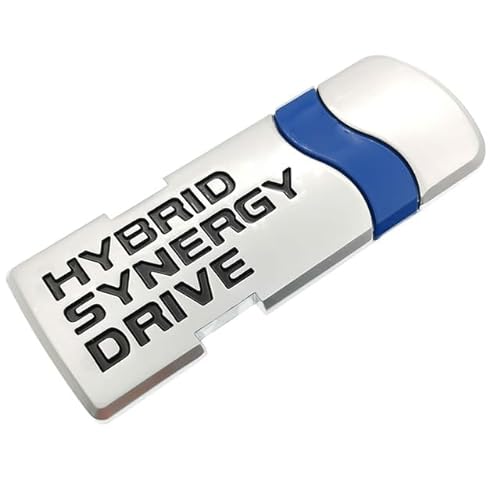 AUTOZOCO Hybrid Synergy Drive Emblem Hybrid Synergy Drive Emblem Hybrid Synergy Drive Aufkleber Kofferraum-Aufkleber Kompatibel mit Toyota, Metallic, 8,9 x 3,1 cm, Silber von AUTOZOCO