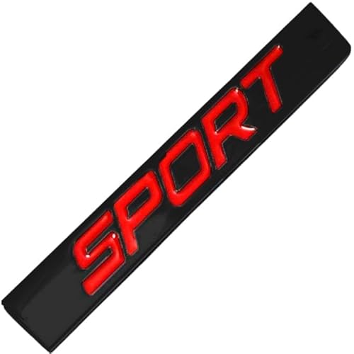 AUTOZOCO Metall-Emblem, Sport-Emblem, Sport-Emblem, Aufkleber für Karosserie, Sport, Sport, Sport, 7,8 cm x 1,2 cm, Metall, Schwarz und Rot von AUTOZOCO