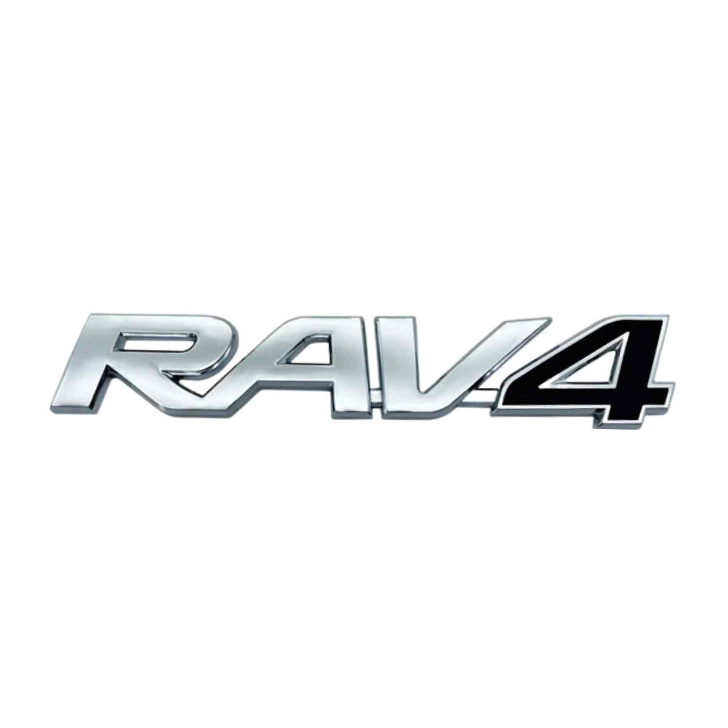 AUTOZOCO RAV4 Aufkleber Emblem RAV4 Aufkleber RAV4 Aufkleber passend für Rückseite Selbstklebend Kompatibel mit Toyota ABS Kunststoff 16cm x 2.5cm Silber mit Nummer 4 in Schwarz von AUTOZOCO