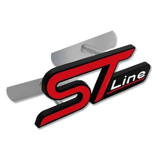 AUTOZOCO ST Line Emblem für Kühlergrill, ST-Line-Logo, Auto-Design, kompatibel mit Ford, Metalllegierung, Maße 10 x 3,5 cm, Rot und Schwarz von AUTOZOCO