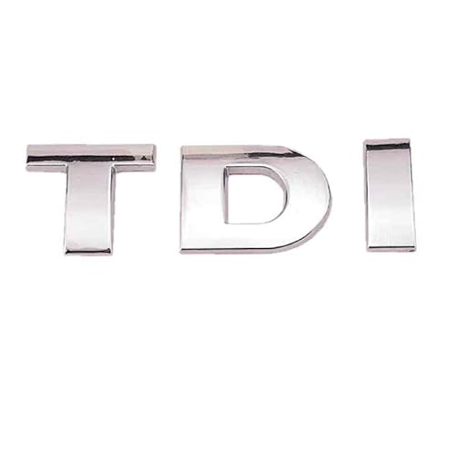 AUTOZOCO TDI-Metall-Emblem, TDI-Emblem, passend für hinten, selbstklebend, kompatibel mit Golf VW Polo GTI Passat B5 B6 Touran, Metall, alle Buchstaben in Silber von AUTOZOCO