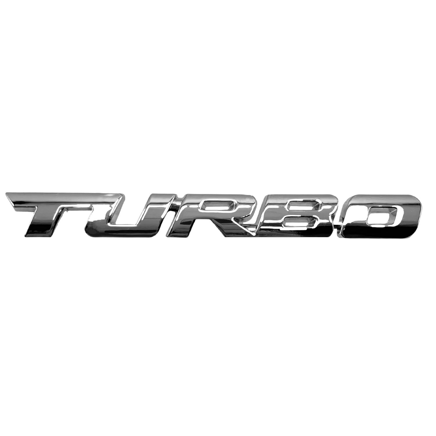 AUTOZOCO Turbo-Aufkleber, Turbo-Abzeichen, Turbo-Aufkleber, Turbo-Aufkleber, geeignet für Kofferraum und Seiten, universell, Metallmaterial, 9,7 cm Breite x 1,1 cm Höhe (Silber) von AUTOZOCO