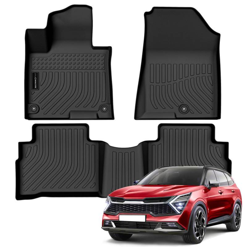 Auxko Allwetter-Fußmatten passend für Kia Sportage 2023 Not Hybrid TPE Rubber Liners Set Sportage 2023 Accessories All Season Guard Geruchlose Anti-Rutsch-Fußmatten für 1. & 2. Reihe von AUXKO