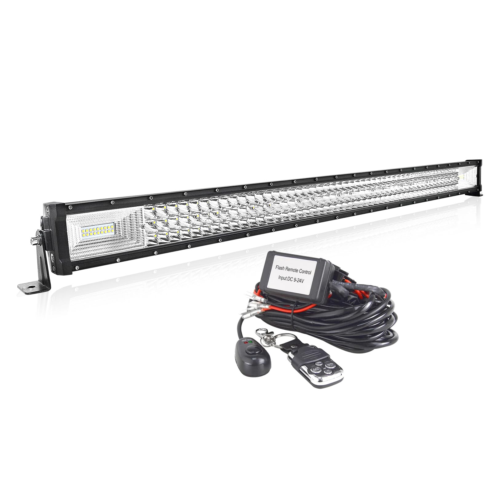 AUXTINGS 106 cm LED Lichtleiste 540W Gerade Zusatzscheinwerfer Flutlicht Spot LED Arbeitsleuchte mit 12V Kabelsatz Strobe Fernbedienung für Pickup Offroad Traktor 4X4 ATV SUV Bootsanhänger,IP67 von AUXTINGS