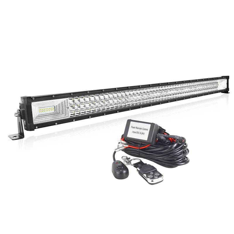 AUXTINGS 106 cm LED Lichtleiste 540W Gerade Zusatzscheinwerfer Flutlicht Spot LED Arbeitsleuchte mit 12V Kabelsatz Strobe Fernbedienung für Pickup Offroad Traktor 4X4 ATV SUV Bootsanhänger,IP67 von AUXTINGS