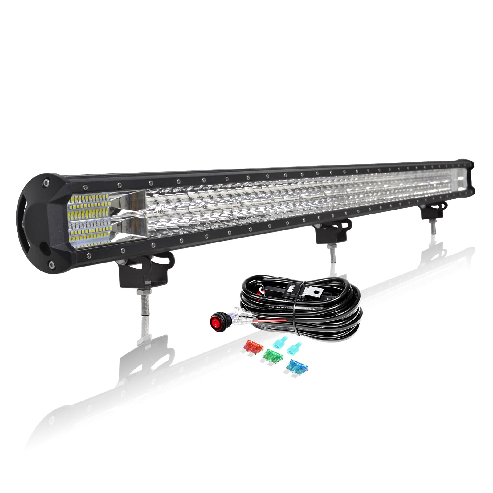 AUXTINGS 112 cm 4x4 LED-Lichtleiste,612W LED-Arbeitsleuchte Con 12V Kabelbaum, Strahler und Überschwemmung, LED-Scheinwerfer für Auto Traktor LKW Quad Boot SUV 4x4 von AUXTINGS