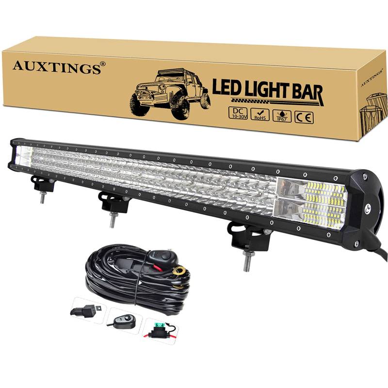 AUXTINGS 114 cm 45 Zoll 612W LED Lichtleiste Dreifachreihen Spot Flood Kombinationsstrahl Belege Off Road Beleuchtung Arbeits Leuchtturm mit Verdrahtung für LKW SUV ATV Bootsbeleuchtung von AUXTINGS